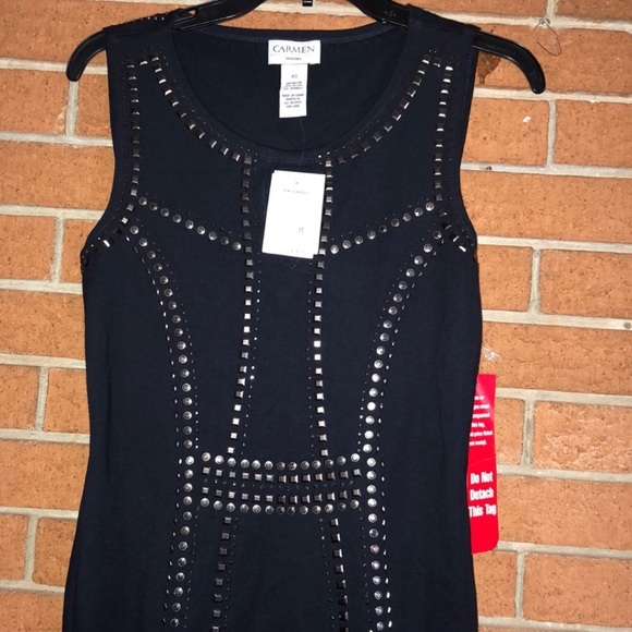 💙CARMEN MARC VALVO💙STUDDED PONTE SHEATH DRESS💙